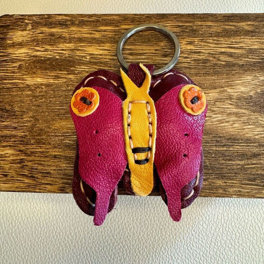 Butterfly Keychain Leather Bug Charm NEW FAST SHIP